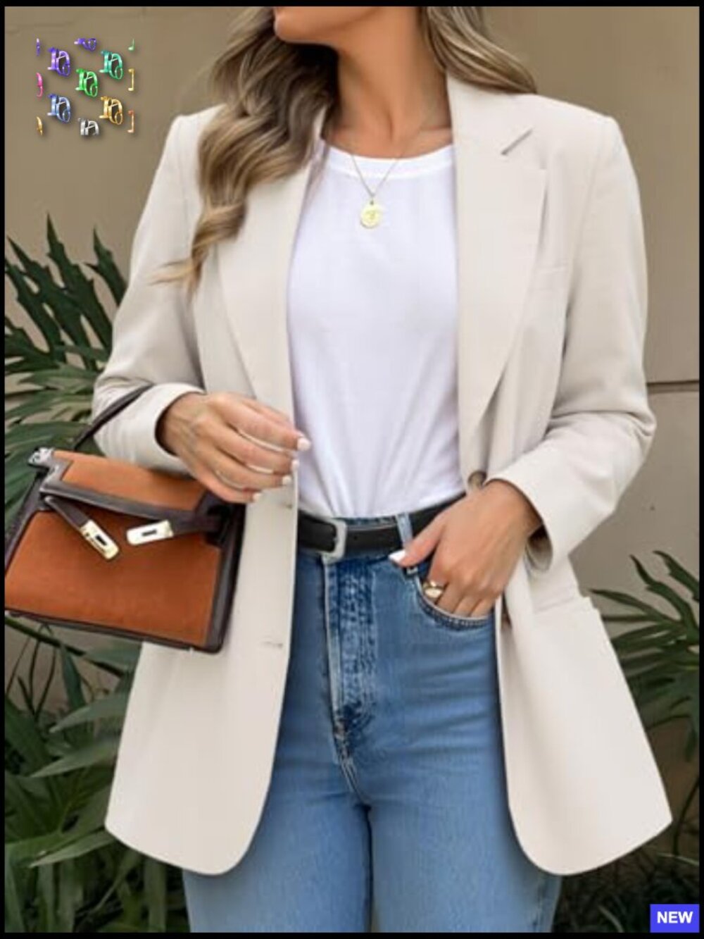 Oversized Blazer Lightweight Minimalist Business Casual Button Down Loose Fit - Picture 4 of 7